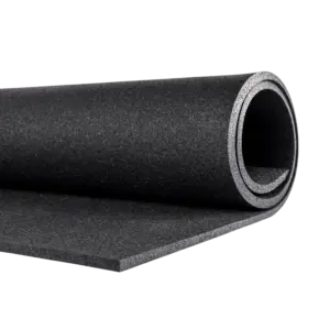 Gummigolv gym på rulle - svart, 6 mm (1,25x10 m)